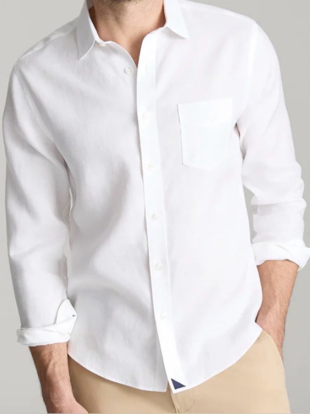 Great Father’s Day gift! UNTUCKIT 100% Linen Mens White Button-Up, sz Large